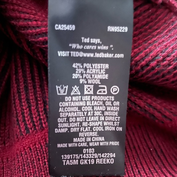 Ted Baker Men’s sweater size 7. Dark red woven. - Picture 7 of 8
